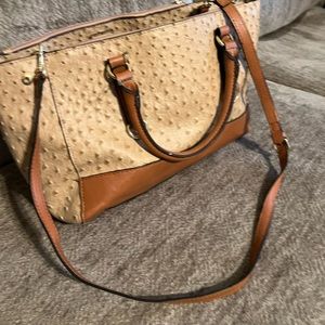 EUC. Tan and cognac faux ostrich leather purse.